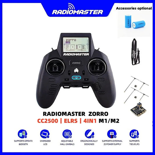 RadioMaster Zorro ELRS 2.4GHz RC Controller CC2500 JP4IN1 Radio Transmitter With Battery Hall Gimbal Remote Control Helicopter